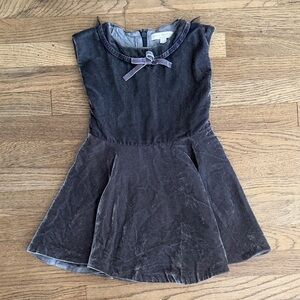 Mini Boden Charcoal Velvet Kids Dress size 2/3 y